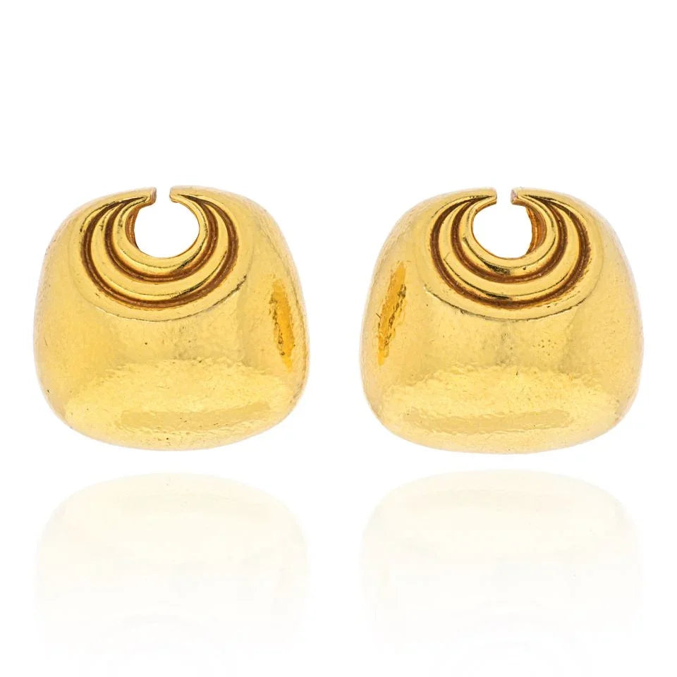 David Webb 18K Yellow Gold Crescent Earrings - The Back Vault