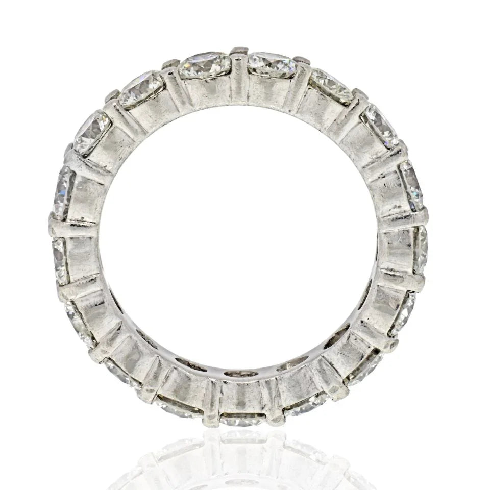 Platinum 4.75 Carat Round Diamond Shared Prong Eternity Band - The Back Vault