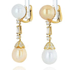 18K Yellow Gold White And Yellow Pearl Diamond Earrings - The Back Vault