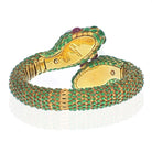 David Webb 18K Yellow Gold 1960's Double Headed Serpent Green Enamel Bracelet - The Back Vault