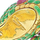 David Webb 18K Yellow Gold 1960's Double Headed Serpent Green Enamel Bracelet - The Back Vault