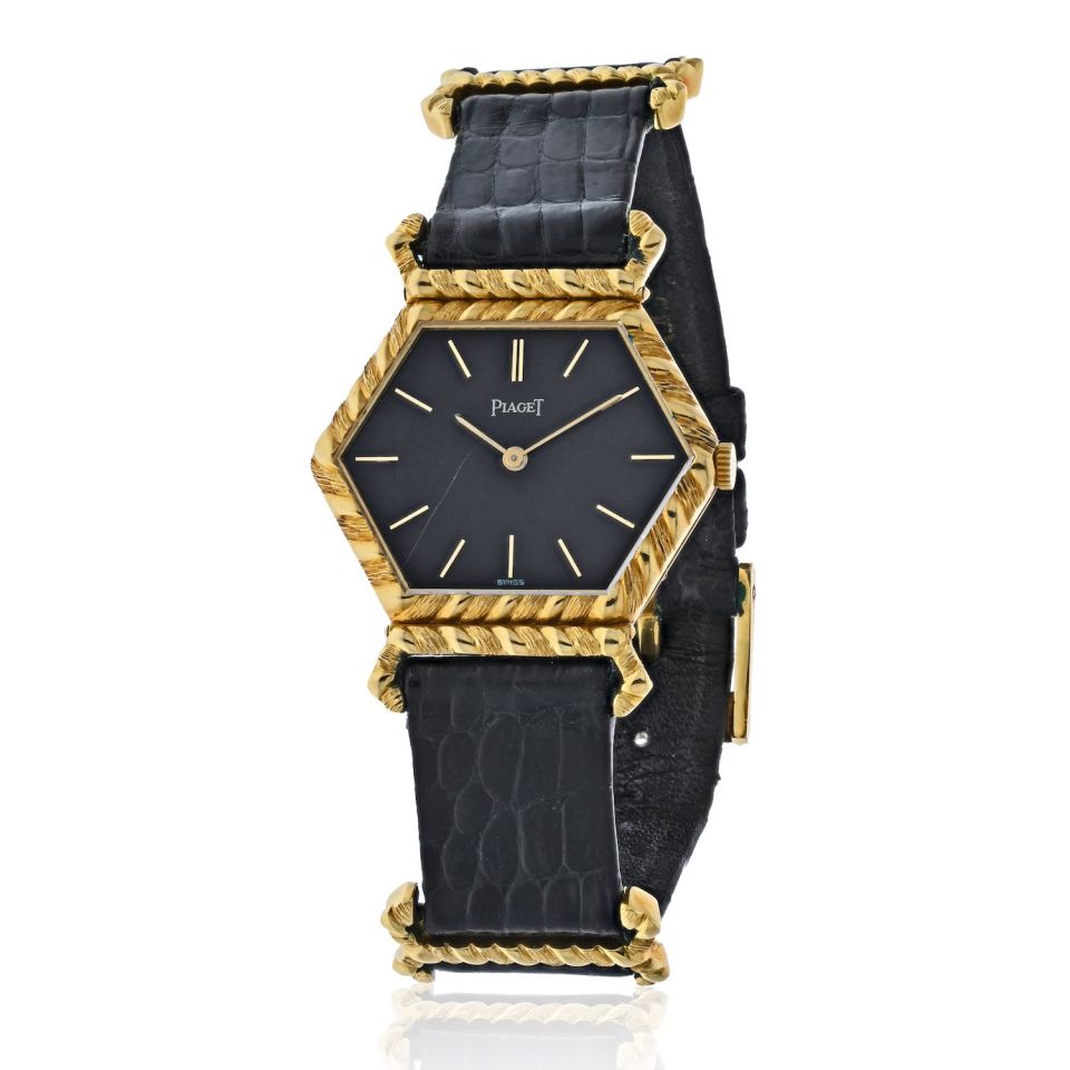 v*y様 Piaget ブラックダイヤル 時計 Piaget 18K Yellow Gold 9559 D Hexagonal Vintage Ladies Watch – The