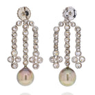18K White Gold Old Mine Diamond Chandelier And Pearl Earrings - The Back Vault
