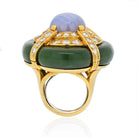 David Webb 18K Yellow Gold Star Sapphire Nephrite Jade Ring - The Back Vault