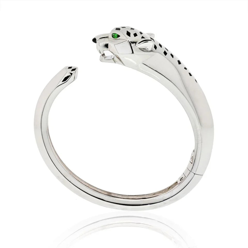Cartier 18K White Gold Panthere Cuff Bangle Bracelet - The Back Vault