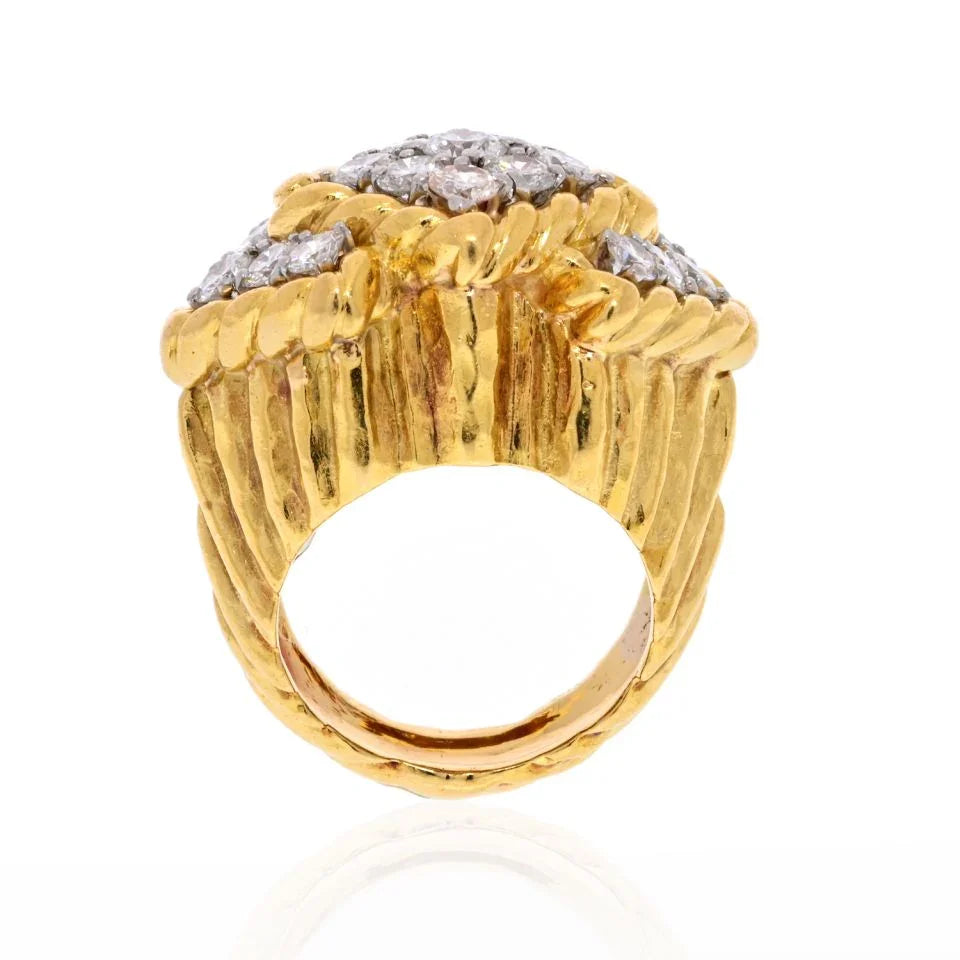 David Webb 18K Yellow Gold 2.20cts Diamond Chevron Ring - The Back Vault