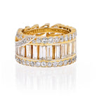 18K Yellow Gold 7 Carat Marquise, Round And Baguette Eternity Ring - The Back Vault