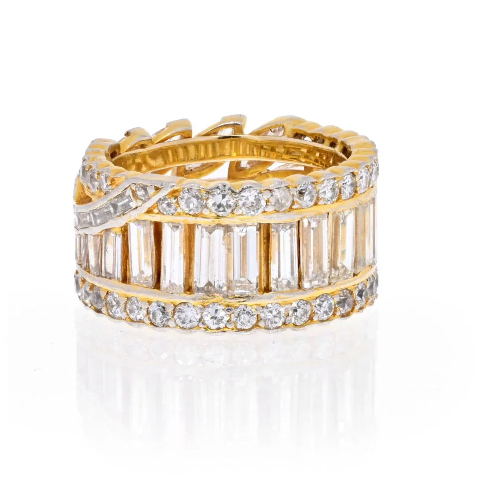 18K Yellow Gold 7 Carat Marquise, Round And Baguette Eternity Ring - The Back Vault
