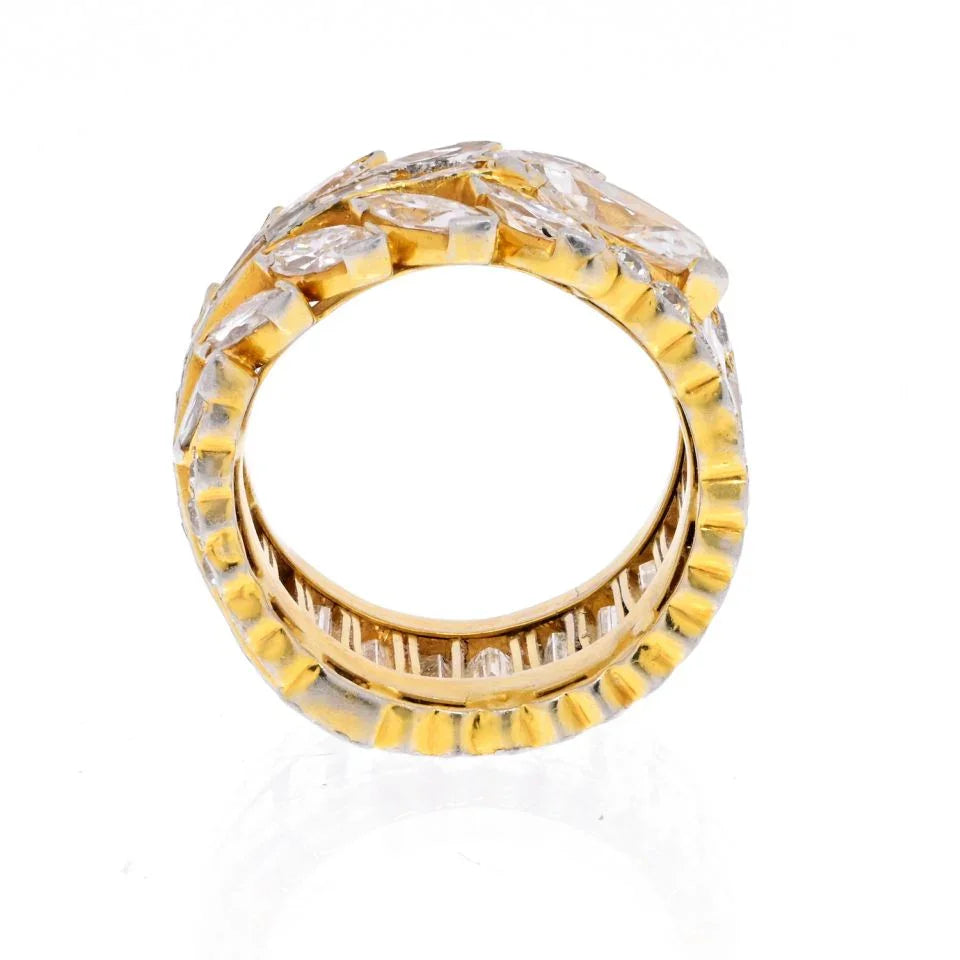 18K Yellow Gold 7 Carat Marquise, Round And Baguette Eternity Ring - The Back Vault