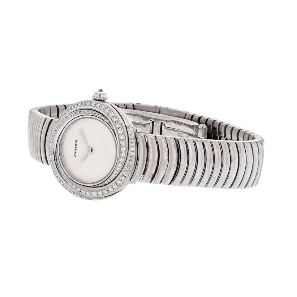 Cartier Trinity 18K White Gold Diamond Bezel White Cream Dial Women Watch - The Back Vault