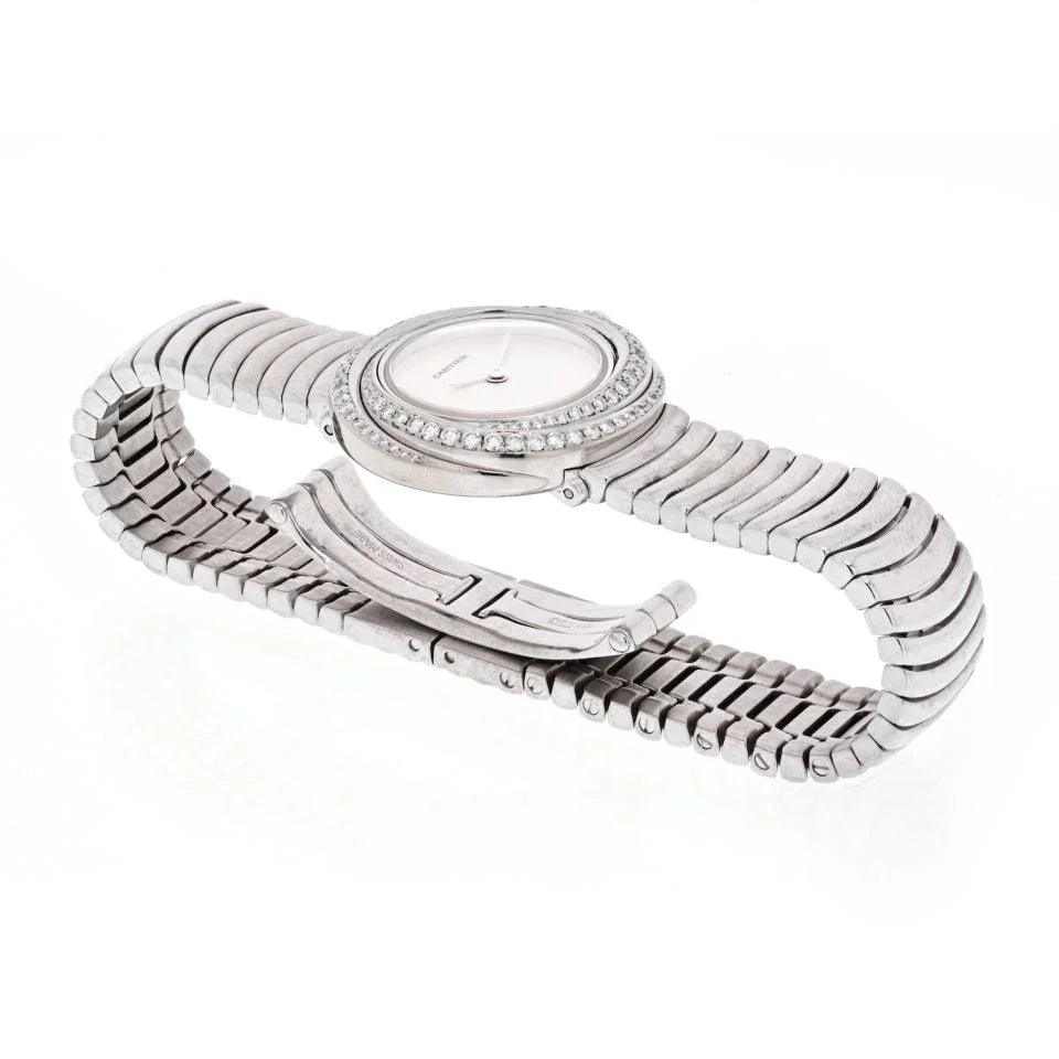 Cartier Trinity 18K White Gold Diamond Bezel White Cream Dial Women Watch - The Back Vault