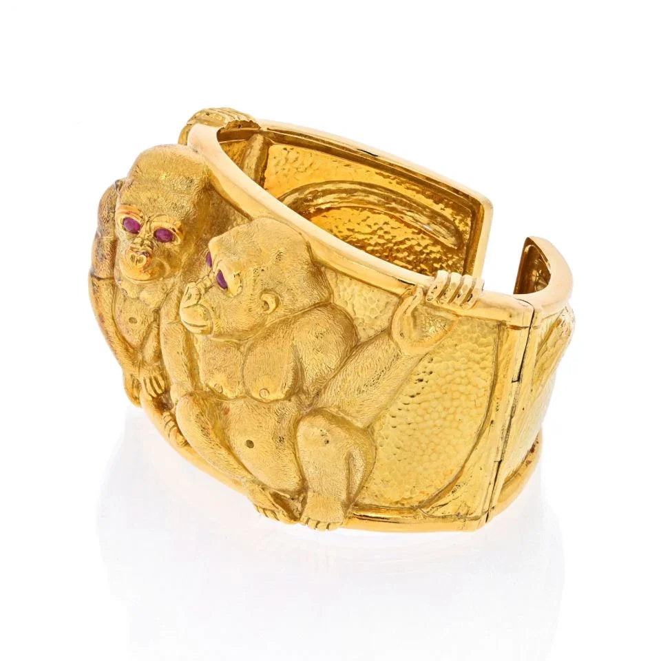 David Webb Platinum & 18K Yellow Gold Apes Bracelet - The Back Vault