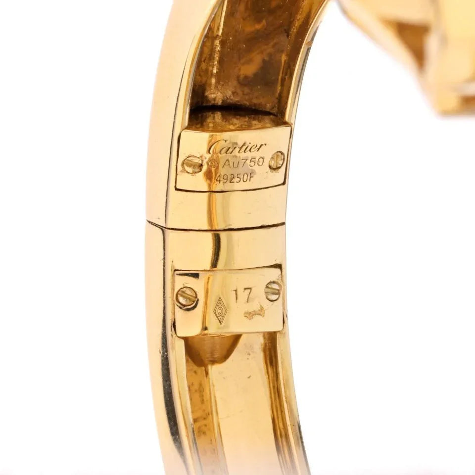 Cartier 18K Yellow Gold Panthere Size 17 Bangle Bracelet - The Back Vault