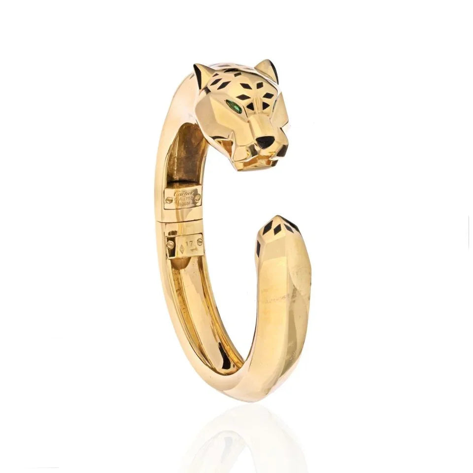 Cartier 18K Yellow Gold Panthere Size 17 Bangle Bracelet - The Back Vault