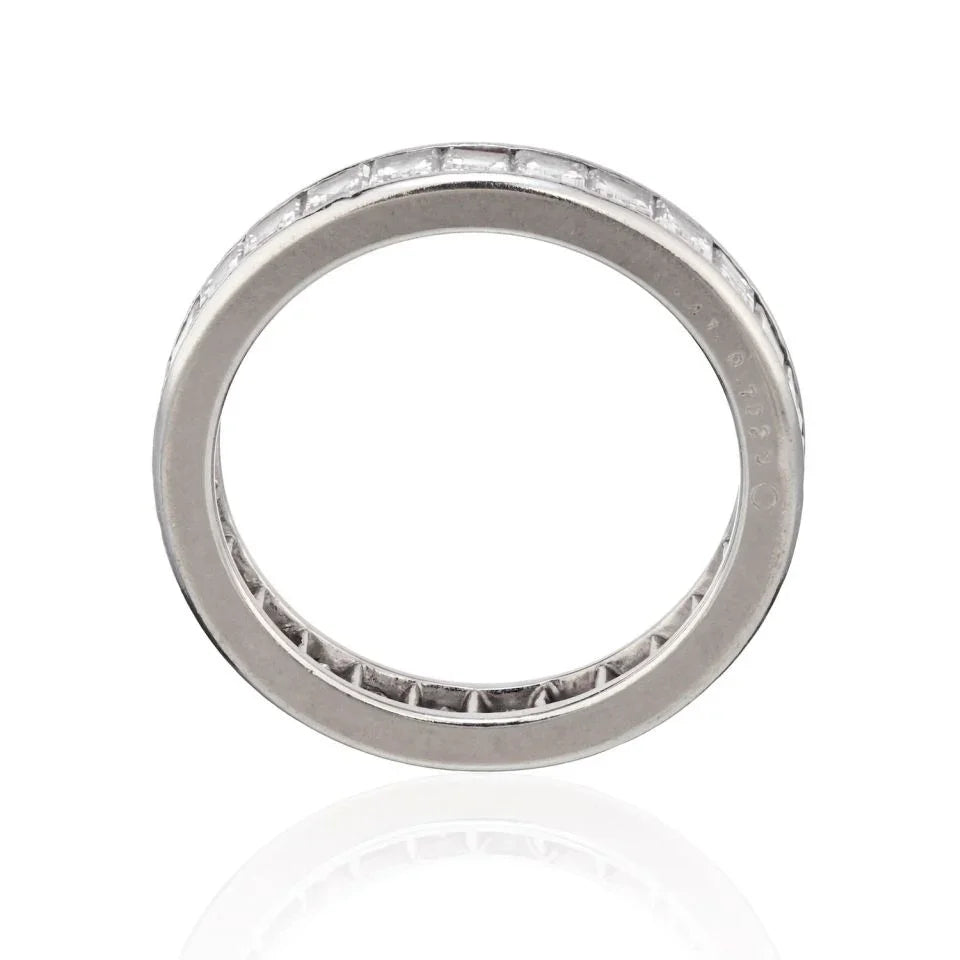 Platinum 4 Carat Carre Cut Diamond Eternity Eternity Band - The Back Vault