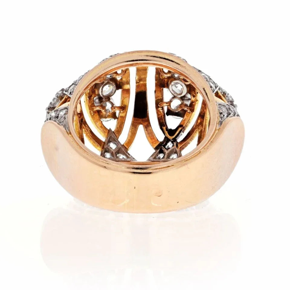 18K Yellow Gold 1950's 3.00cts Estate Diamond French Ring - The Back Vault