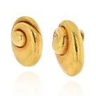 David Webb 18K Yellow Gold Hammered Heavy Clip On Swirl Earrings - The Back Vault