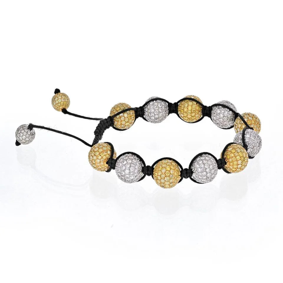 Shamballa 18K White Gold White And Yellow Diamond Bracelet - The Back Vault