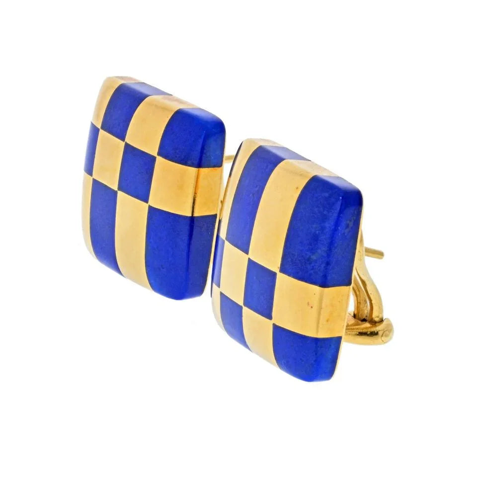 Tiffany & Co. 18K Yellow Gold 1982 Cummings Lapis Earrings - The Back Vault