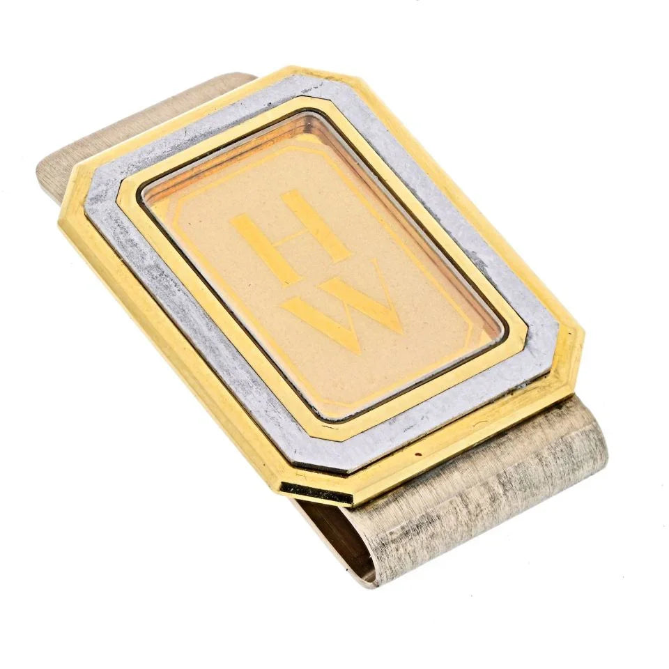Harry Winston 18K Two Tone Initials HW Money Clip Jewelry - The Back Vault