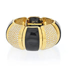 Hammerman Brothers 18K Yellow Gold Approx. 41 Carat Black Agate Large Bangle Bracelet - The Back Vault