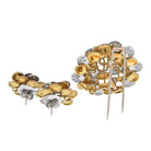 Kutchinsky Platinum & 18K Yellow Gold Diamond Flower Brooch And Earrings Jewelry Set - The Back Vault