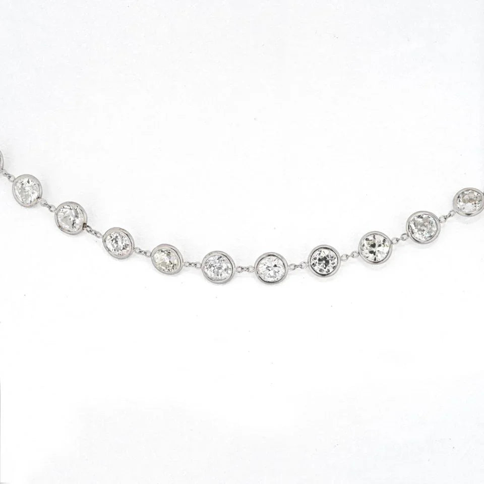 Platinum 13.50cts Round Cut Diamond By The Yard Necklace - The Back Vault