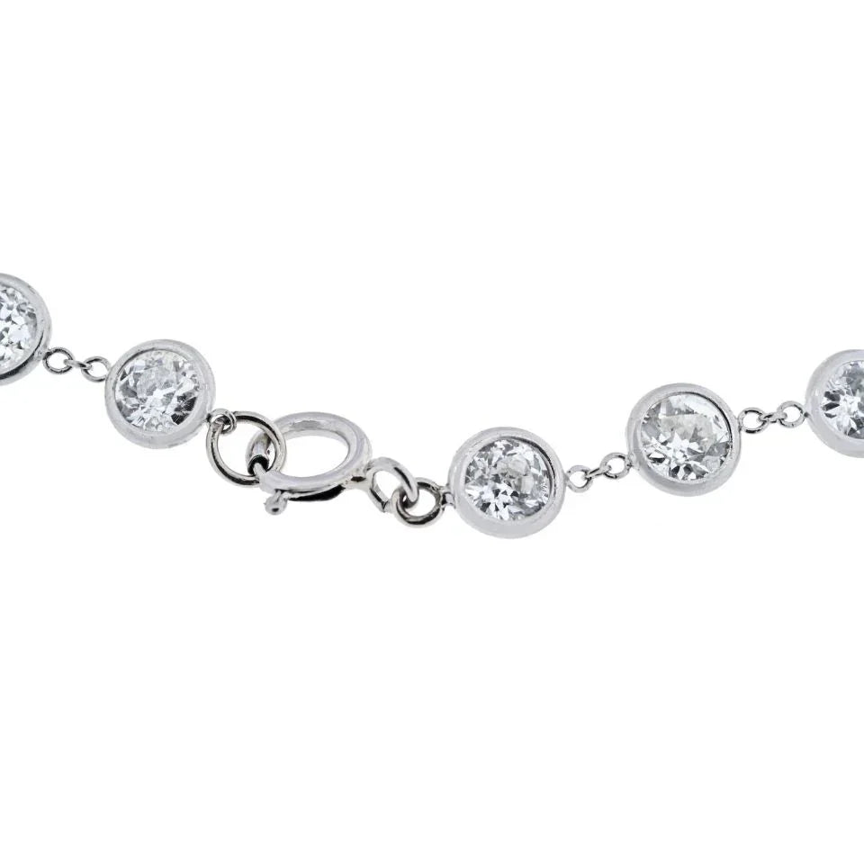 Platinum 13.50cts Round Cut Diamond By The Yard Necklace - The Back Vault
