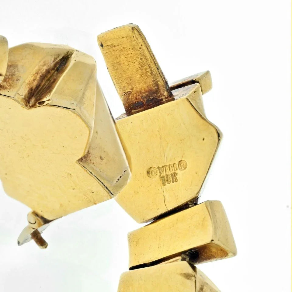 David Webb 18K Yellow Gold Ski Slope Nugget Diamond Bracelet - The Back Vault