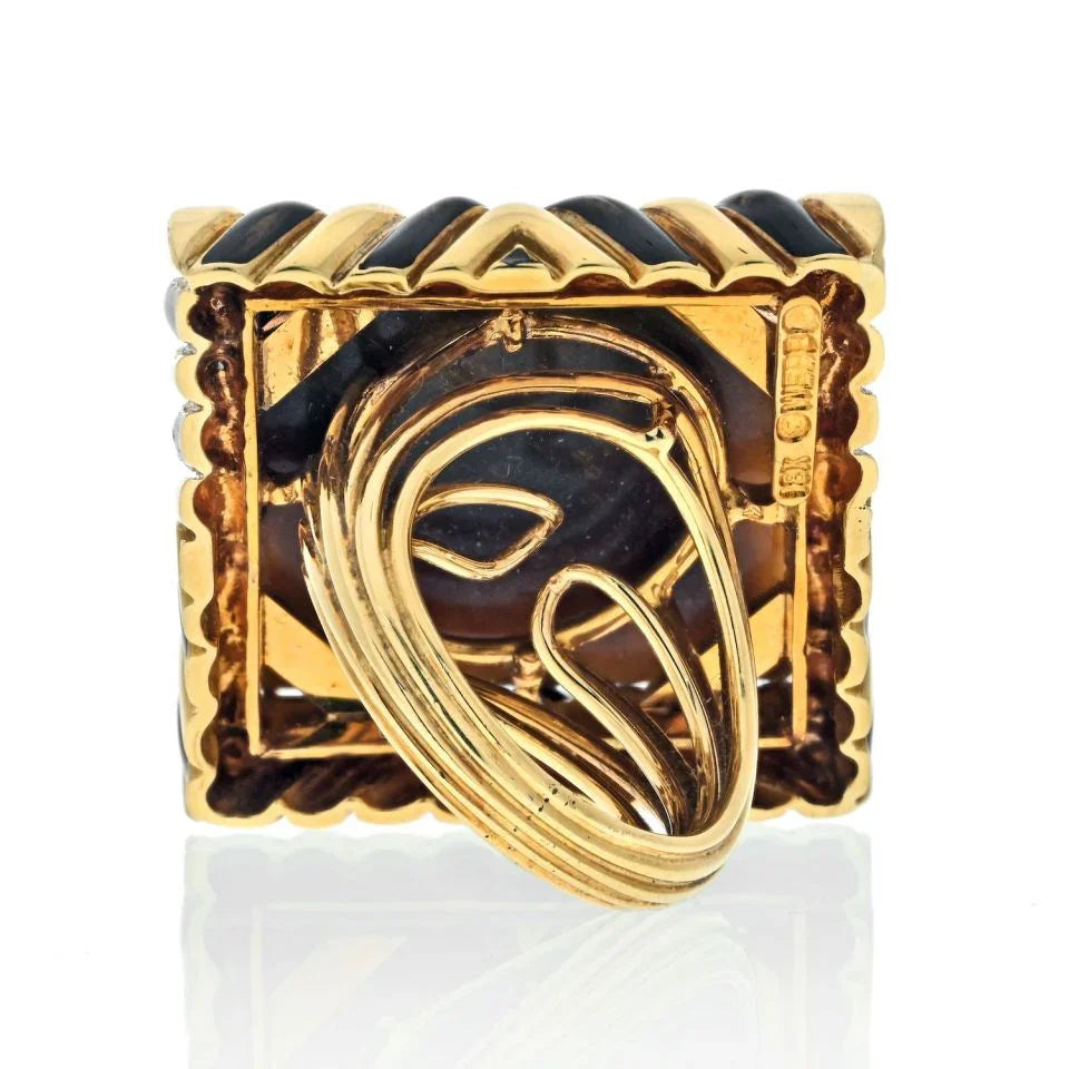 David Webb 18K Yellow Gold Tiger's Eye Ring - The Back Vault