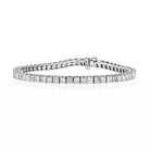 14K White Gold 7 Carat Princess Cut One Line Tennis Bracelet - The Back Vault