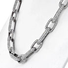 18K White Gold 41 Carat Pave Diamond Link Chain Necklace - The Back Vault