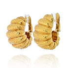 David Webb 18K Yellow Gold Bombe Ribbed Shrimp Clip On Earrings - The Back Vault