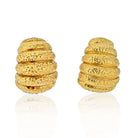 David Webb 18K Yellow Gold Bombe Ribbed Shrimp Clip On Earrings - The Back Vault