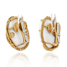 David Webb 18K Yellow Gold Cabochon Coral Oval Clip On Earrings - The Back Vault