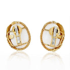 David Webb 18K Yellow Gold Cabochon Coral Oval Clip On Earrings - The Back Vault
