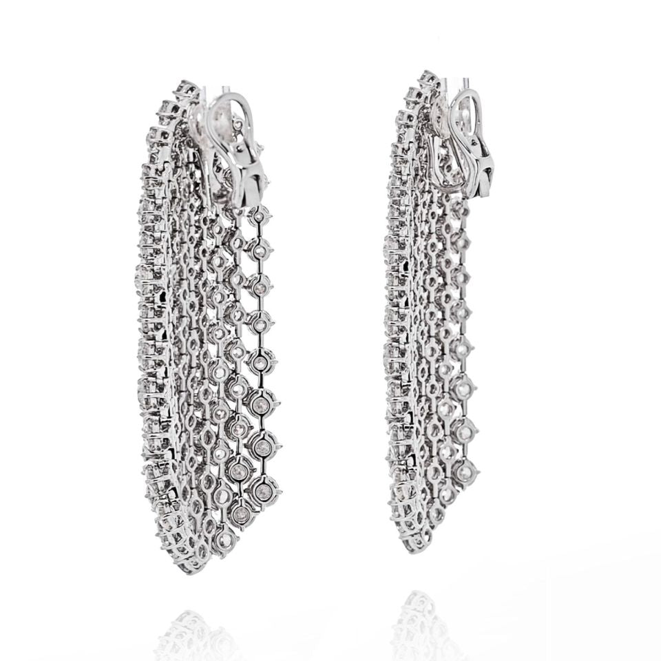 Platinum 35 Carats Cascading Round Diamond Waterfall Earrings