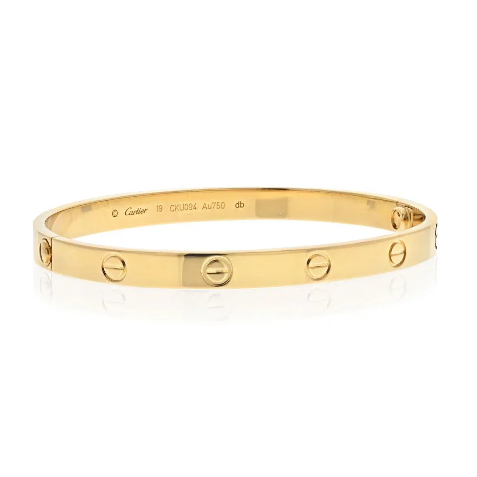 Cartier Love 18K Yellow Gold Size 19 Excellent Condition Bracelet - The Back Vault