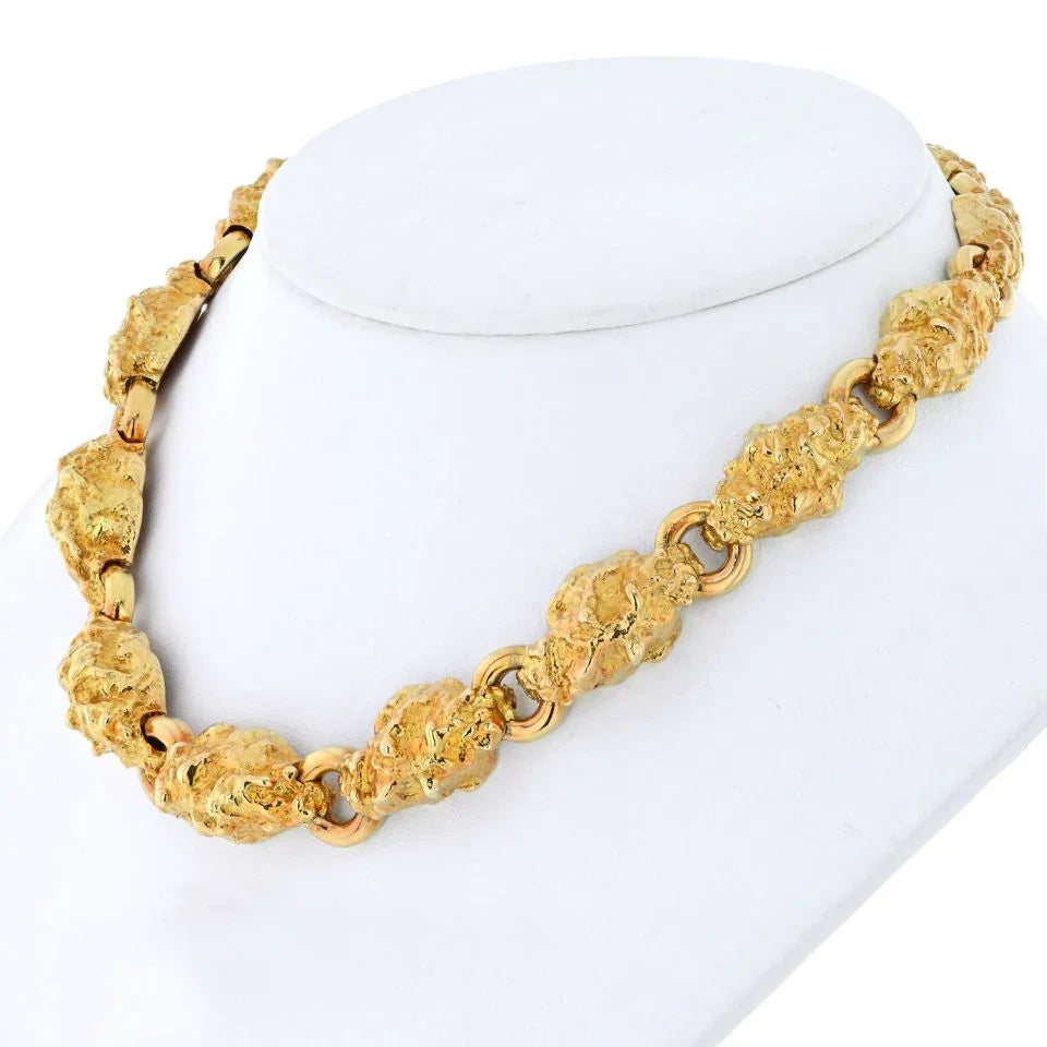 David Webb Platinum & 18K Yellow Gold Nugget Link Necklace - The Back Vault