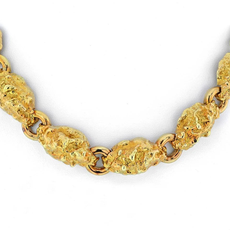 David Webb Platinum & 18K Yellow Gold Nugget Link Necklace - The Back Vault