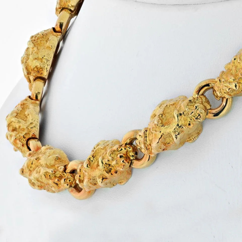 David Webb Platinum & 18K Yellow Gold Nugget Link Necklace - The Back Vault