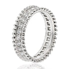 Van Cleef & Arpels Platinum Perlee Diamond Round Cut Row Wedding Band Ring - The Back Vault