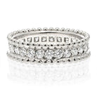 Van Cleef & Arpels Platinum Perlee Diamond Round Cut Row Wedding Band Ring - The Back Vault