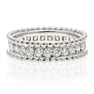 Van Cleef & Arpels Platinum Perlee Diamond Round Cut Row Wedding Band Ring