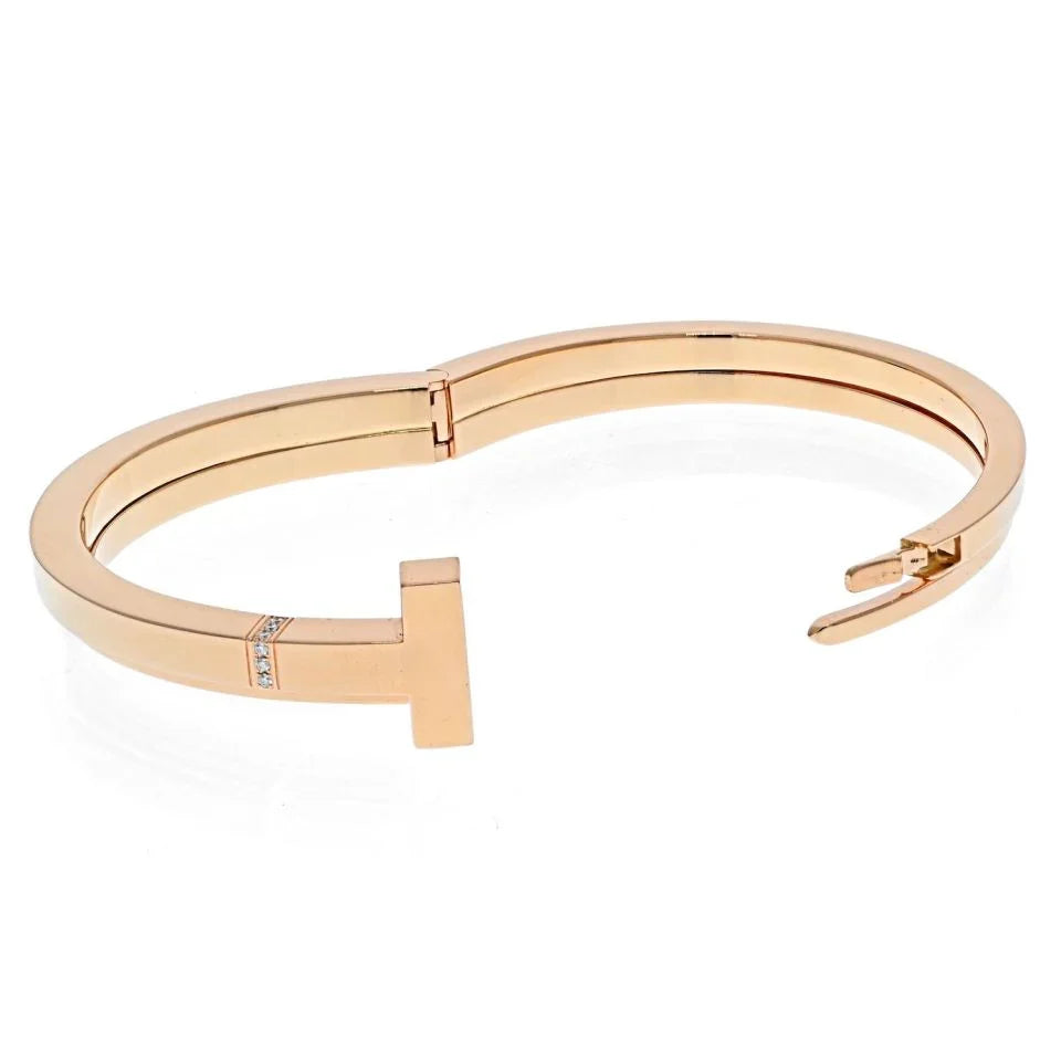 Tiffany & Co. 18K Yellow Gold T Diamond Square Double Wrap Bracelet - The Back Vault