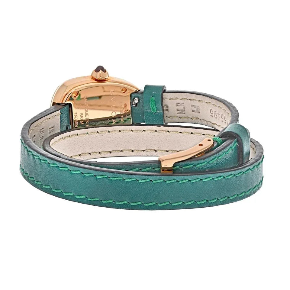 Bvlgari 18K Rose Gold Serpenti White Dial Leather Bracelet Diamond Women Watch - The Back Vault