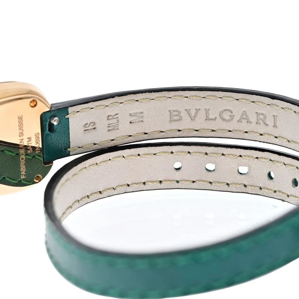 Bvlgari 18K Rose Gold Serpenti White Dial Leather Bracelet Diamond Women Watch - The Back Vault