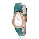 Bvlgari 18K Rose Gold Serpenti White Dial Leather Bracelet Diamond Women Watch - The Back Vault