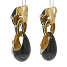 18K Yellow Gold Black Enamel Diamond Drop Dangling Earrings - The Back Vault