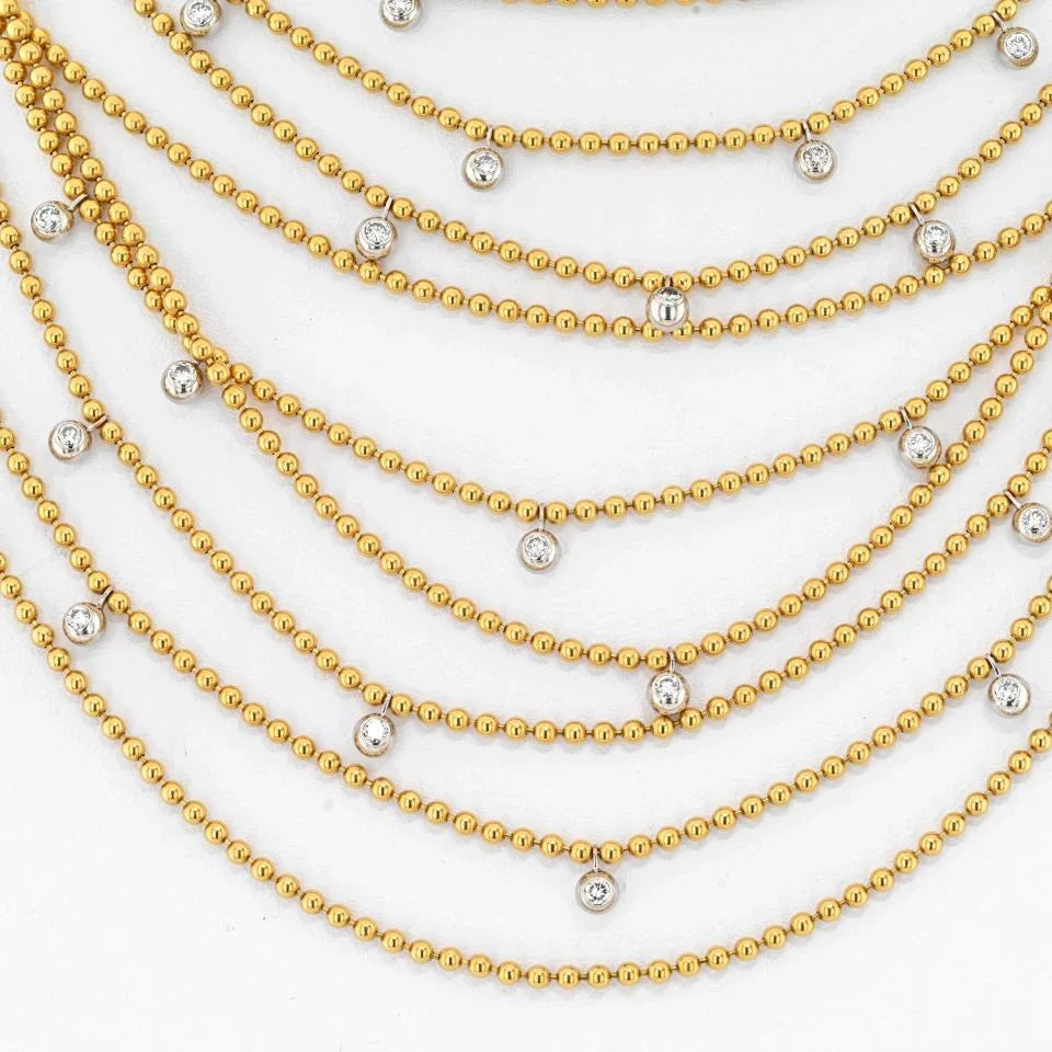 Cartier 18K Yellow Gold 34 Strand Draperie Diamond Necklace - The Back Vault